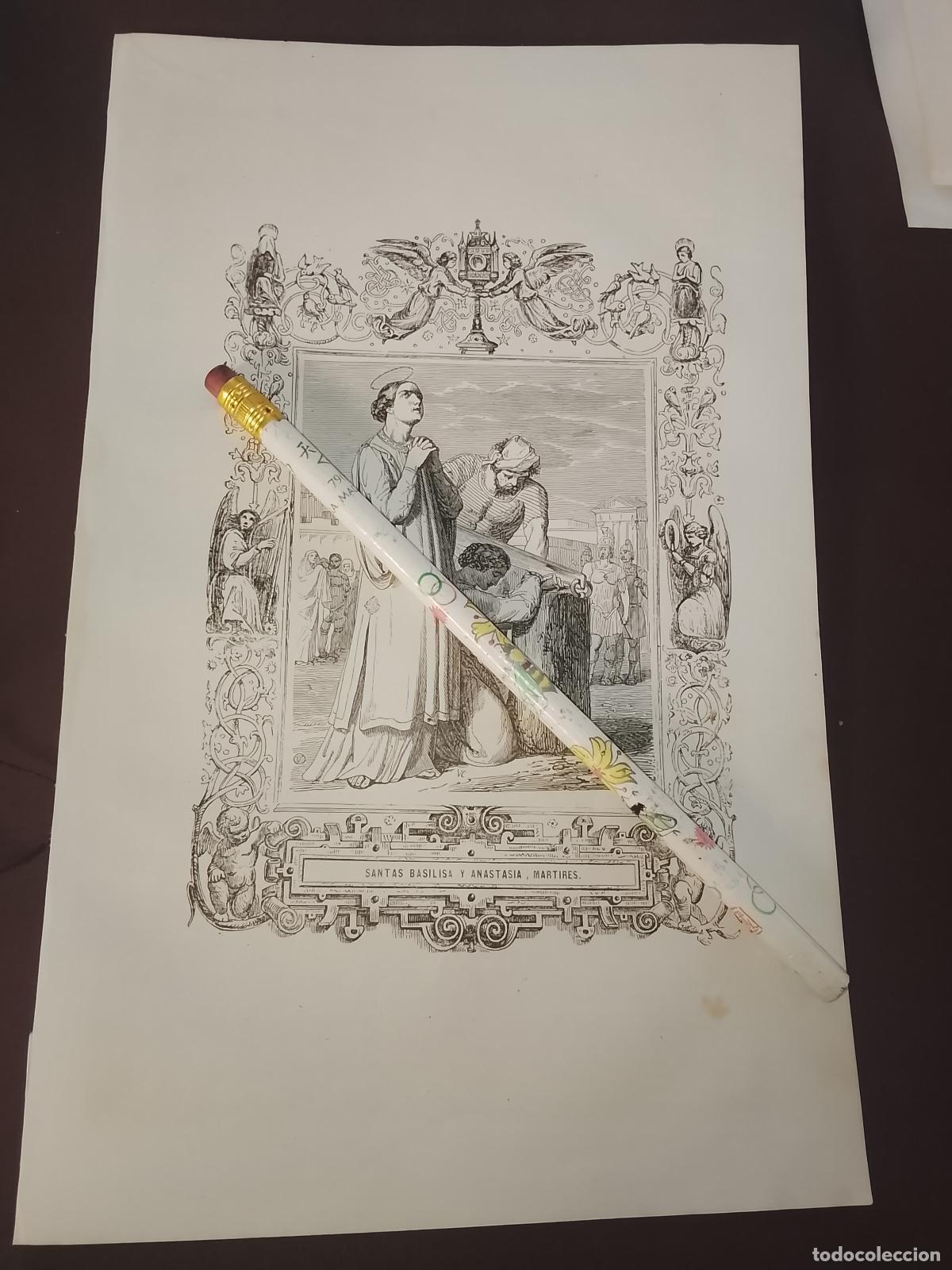 Arte: plancha Grabado LITOGRAFICO del a&ntilde;o 1849 - SANTA BASILISA Y ANASTASIA