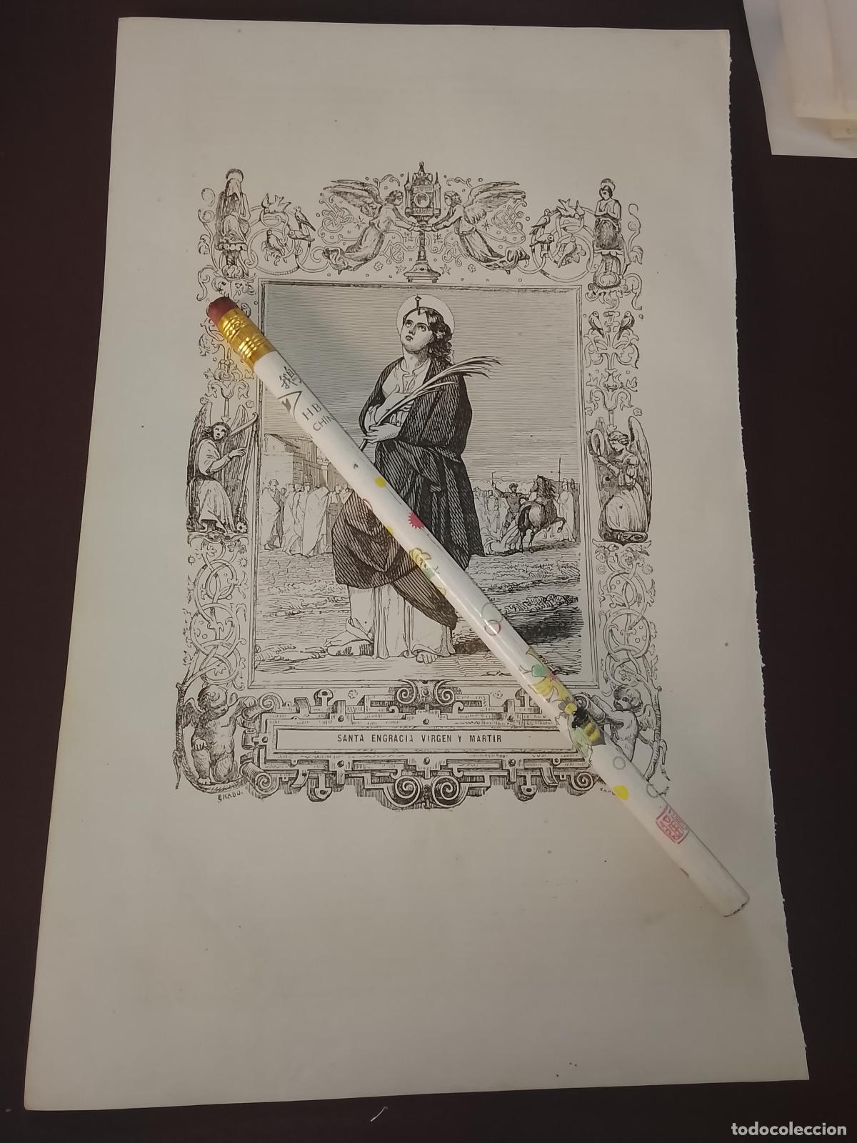 Arte: plancha Grabado LITOGRAFICO del a&ntilde;o 1849 - SANTA ENGRACIA VIRGEN