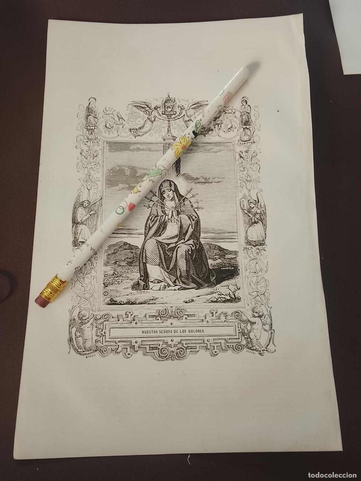 Arte: plancha Grabado LITOGRAFICO del a&ntilde;o 1849 - NUESTRA SE&Ntilde;ORA VIRGEN DE LOS DOLORES , LA DOLOROSA