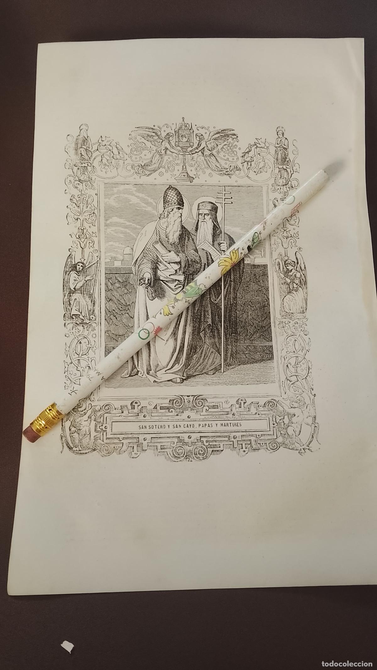 Arte: plancha Grabado LITOGRAFICO del a&ntilde;o 1849 - SAN SOTERO Y SAN CAYO