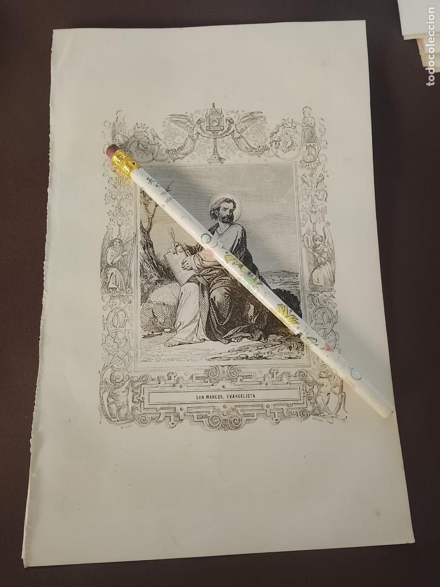 Arte: plancha Grabado LITOGRAFICO del a&ntilde;o 1849 - SAN MARCOS EVANGELISTA