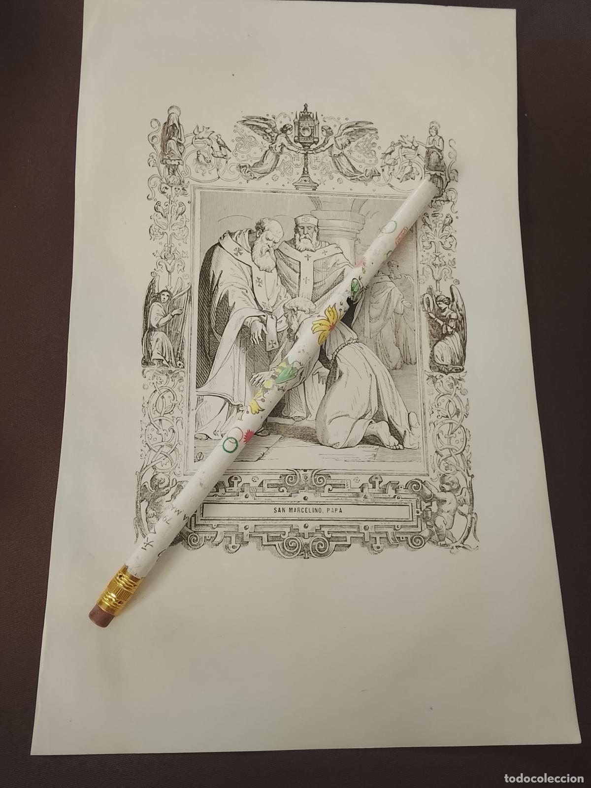 Arte: plancha Grabado LITOGRAFICO del a&ntilde;o 1849 - SAN MARCELINO PAPA