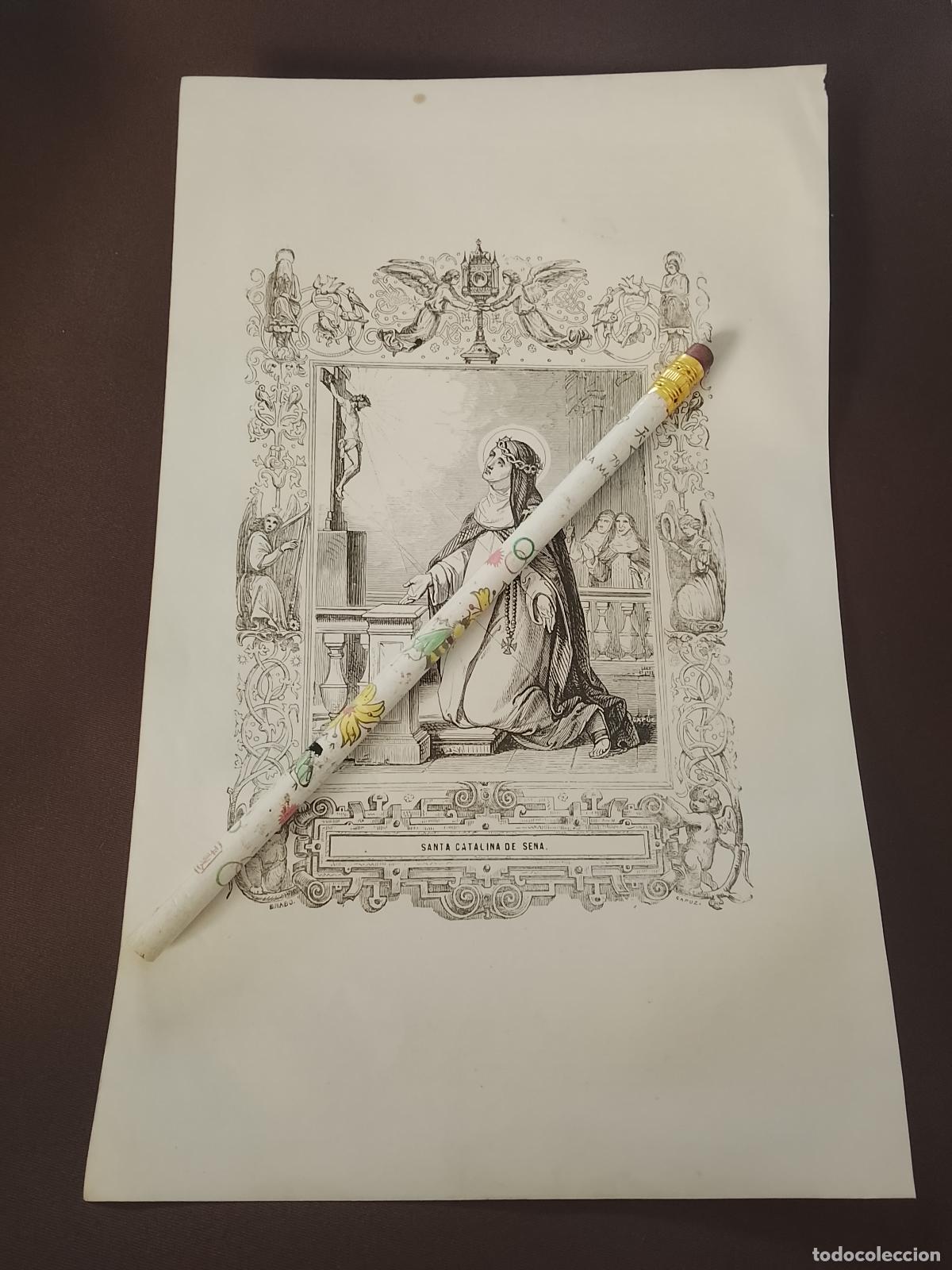 Arte: plancha Grabado LITOGRAFICO del a&ntilde;o 1849 - SANTA CATALINA DE SENA