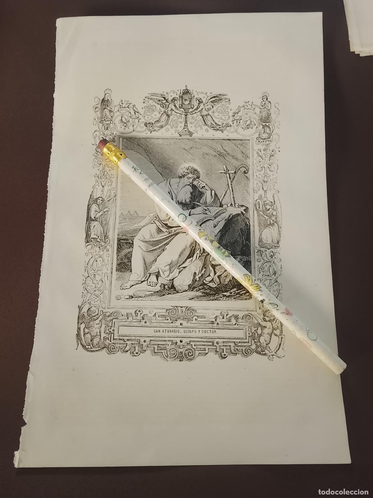 Arte: plancha Grabado LITOGRAFICO del a&ntilde;o 1849 - SAN ATANASIO OBISPO Y DOCTOR