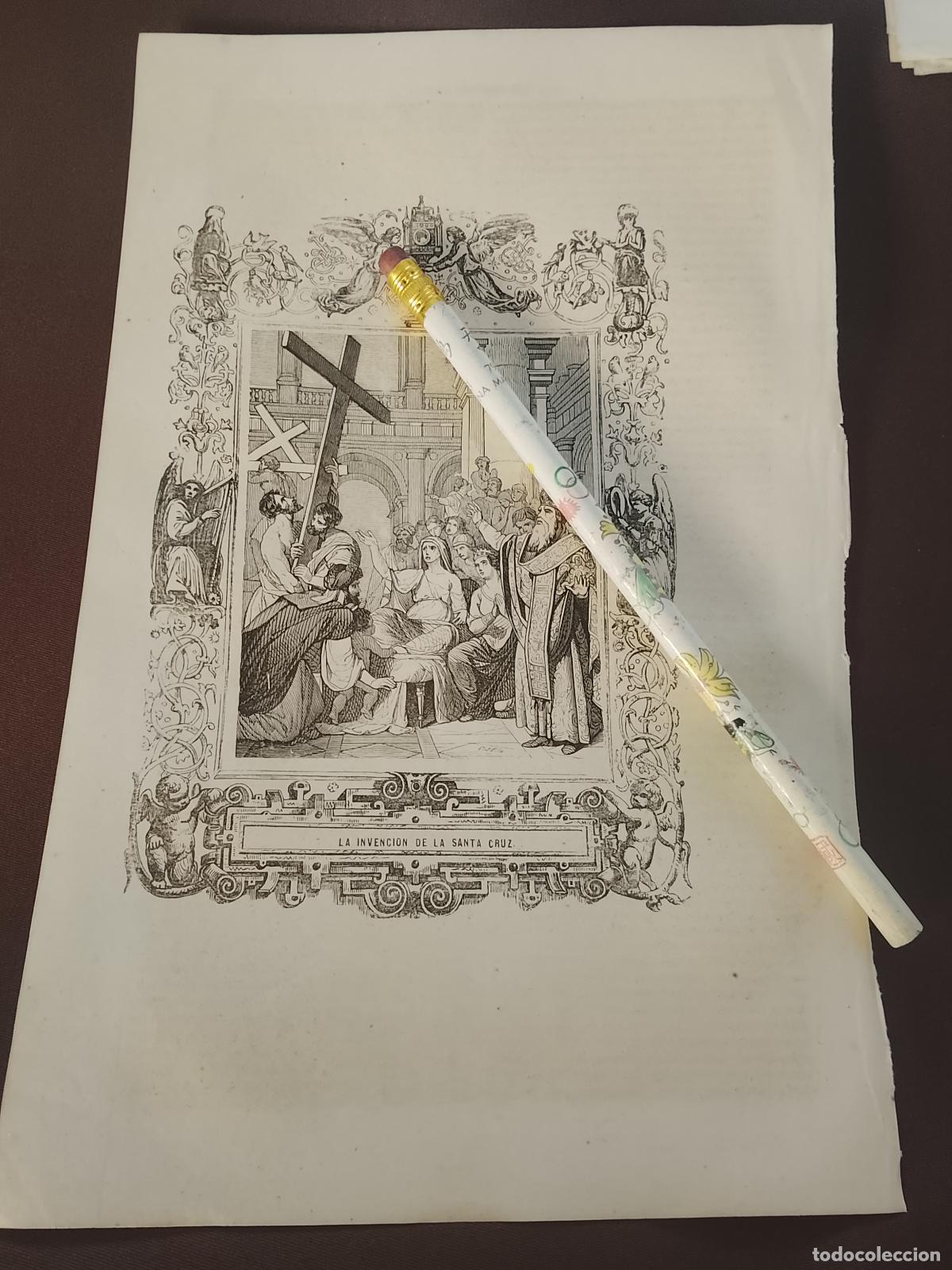 Arte: plancha Grabado LITOGRAFICO del a&ntilde;o 1849 - LA INVENCION DE LA SANTA CRUZ