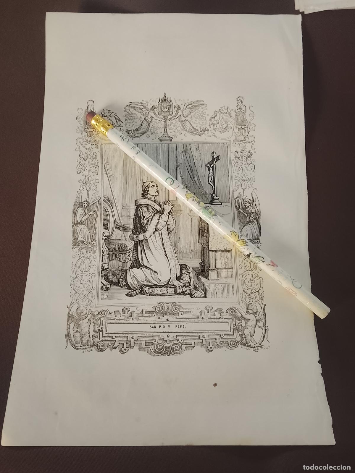 Arte: plancha Grabado LITOGRAFICO del a&ntilde;o 1849 - SAN PIO V PAPA
