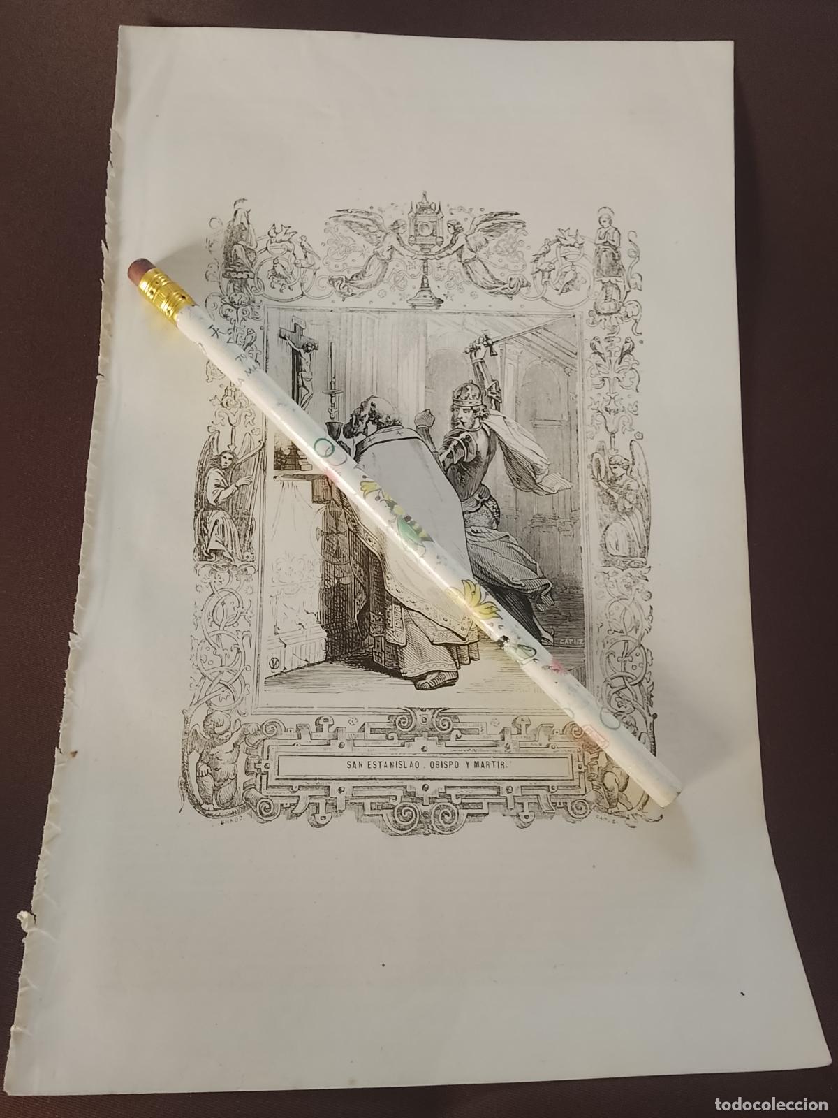 Arte: plancha Grabado LITOGRAFICO del a&ntilde;o 1849 - SAN ESTANISLAO OBISPO