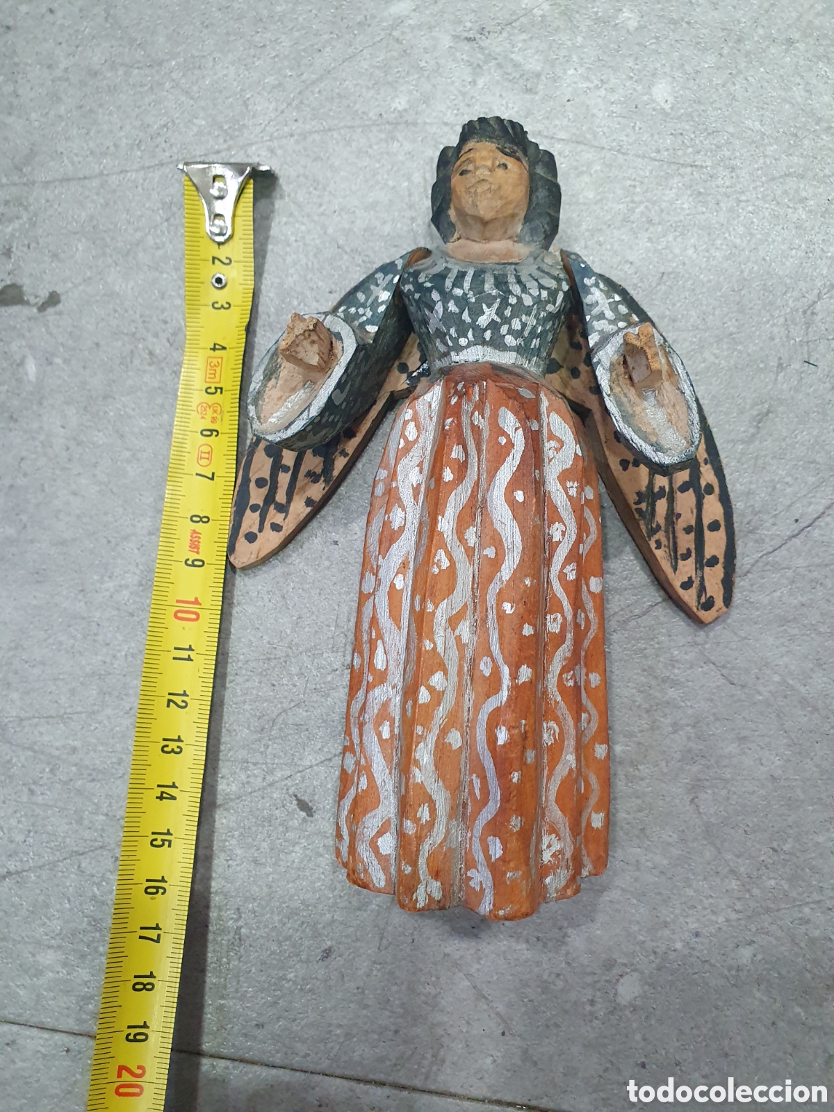 Arte: Angelito en madera tallada y policromada. (L89) - Foto 4