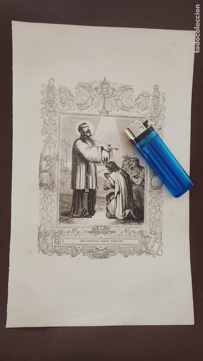 Arte: plancha Grabado LITOGRAFICO del a&ntilde;o 1849 - San Francisco Javier