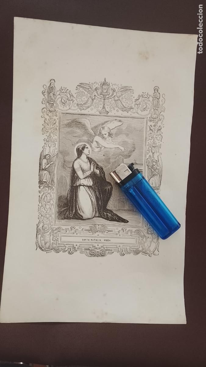 Arte: plancha Grabado LITOGRAFICO del a&ntilde;o 1849 - Santa Natalia viuda