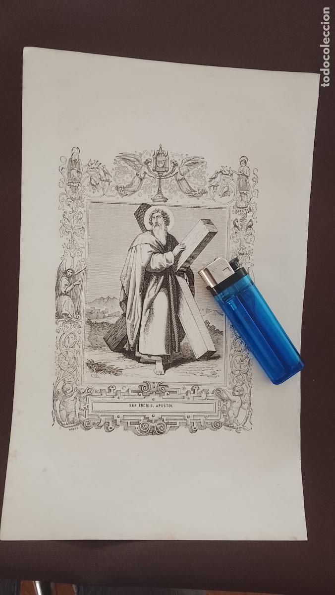 Arte: plancha Grabado LITOGRAFICO del a&ntilde;o 1849 - San Andr&eacute;s Ap&oacute;stol
