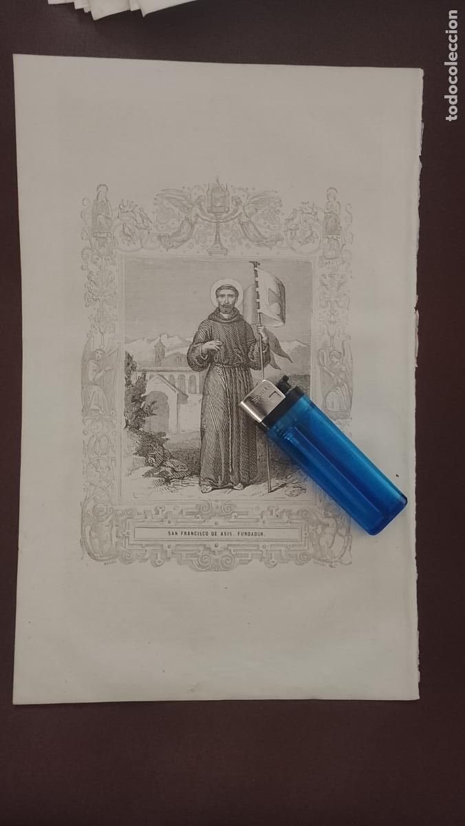 Arte: plancha Grabado LITOGRAFICO del a&ntilde;o 1849 - San Francisco de As&iacute;s