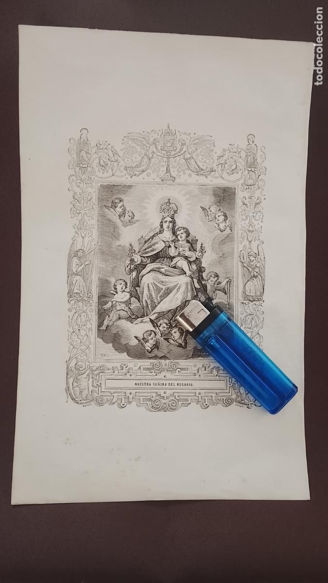 Arte: plancha Grabado LITOGRAFICO del a&ntilde;o 1849 - nuestra se&ntilde;ora Virgen del Rosario