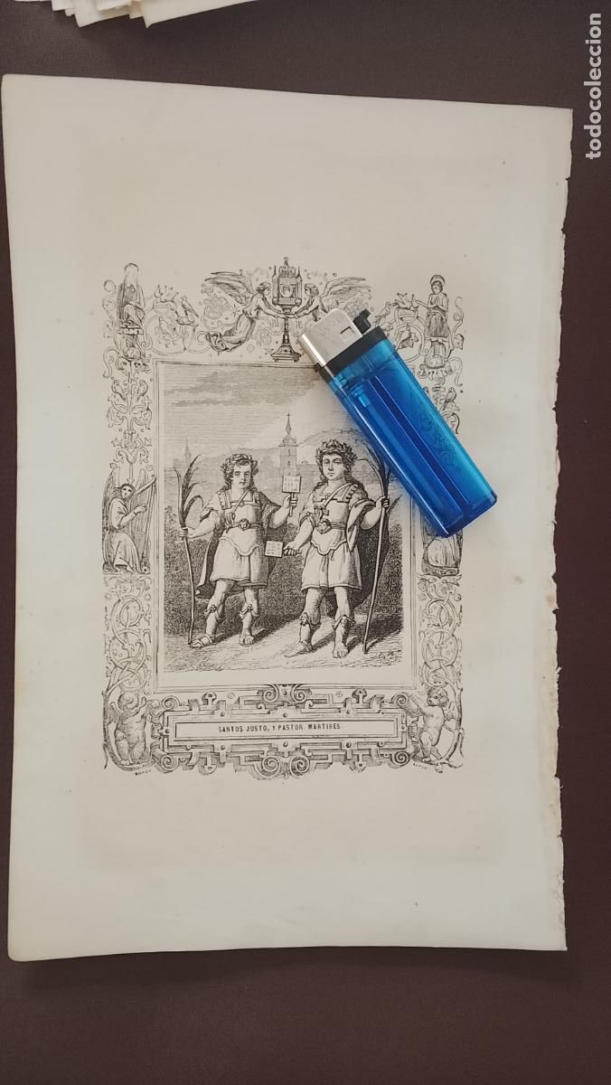 Arte: plancha Grabado LITOGRAFICO del a&ntilde;o 1849 - San Justo y pastor