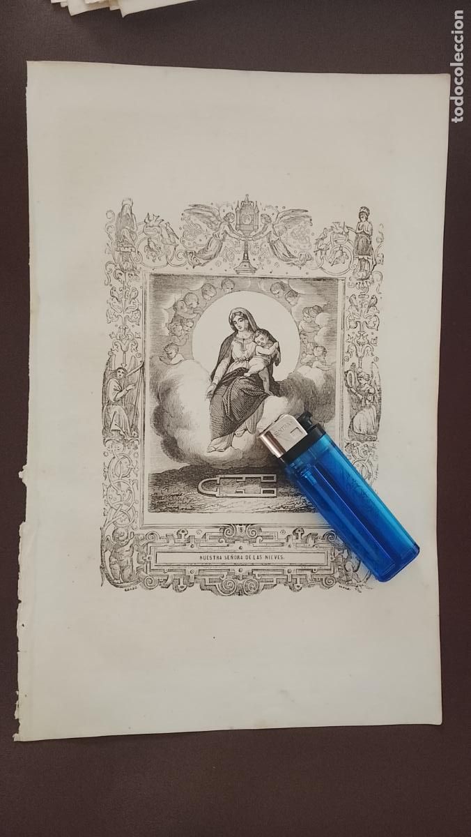 Arte: plancha Grabado LITOGRAFICO del a&ntilde;o 1849 - nuestra se&ntilde;ora Virgen de las Nieves