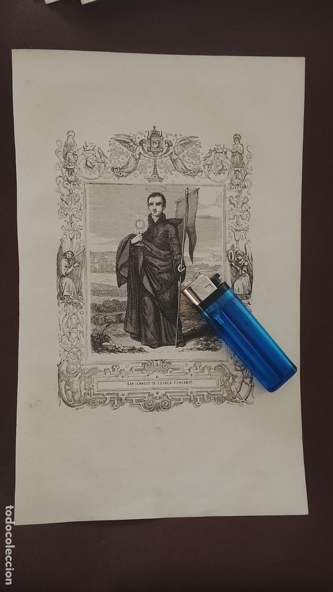 Arte: plancha Grabado LITOGRAFICO religioso del a&ntilde;o 1849 - San Ignacio de Loyola