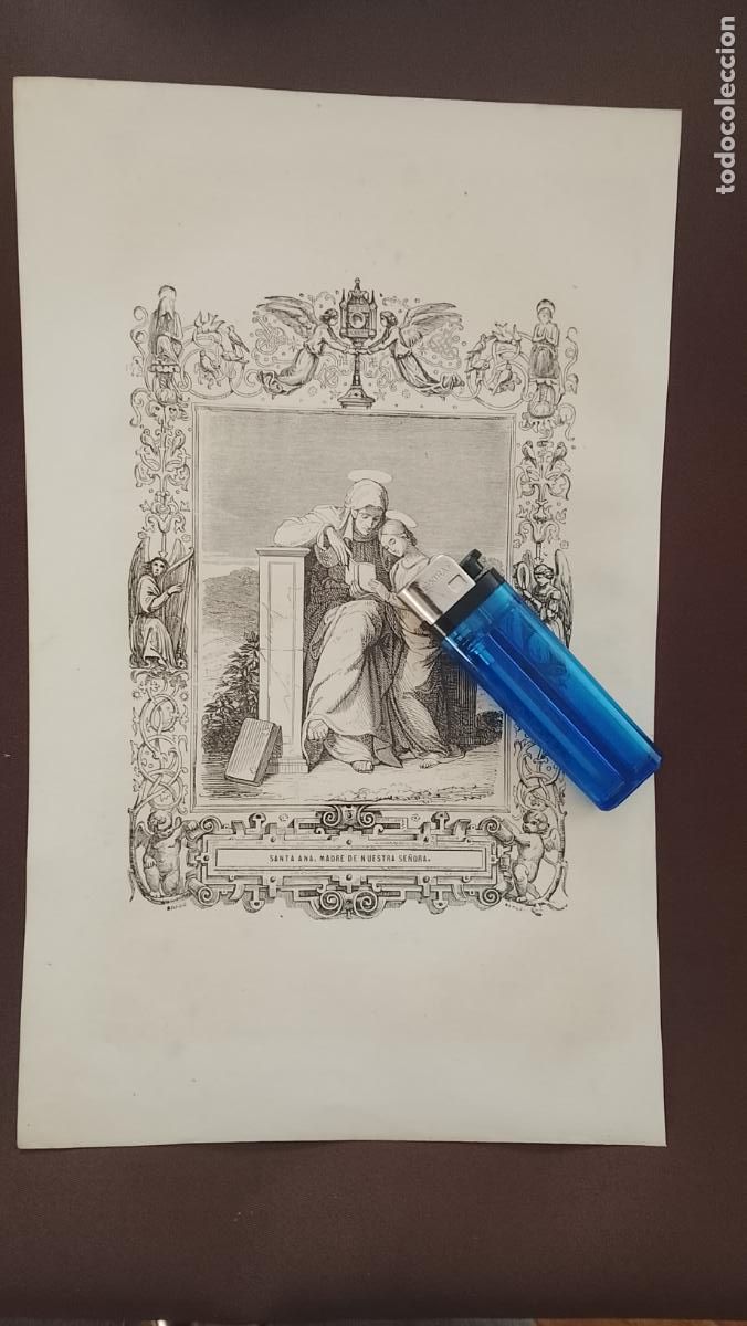 Arte: plancha Grabado LITOGRAFICO religioso del a&ntilde;o 1849 - Santa Ana madre de nuestra se&ntilde;ora la Virgen