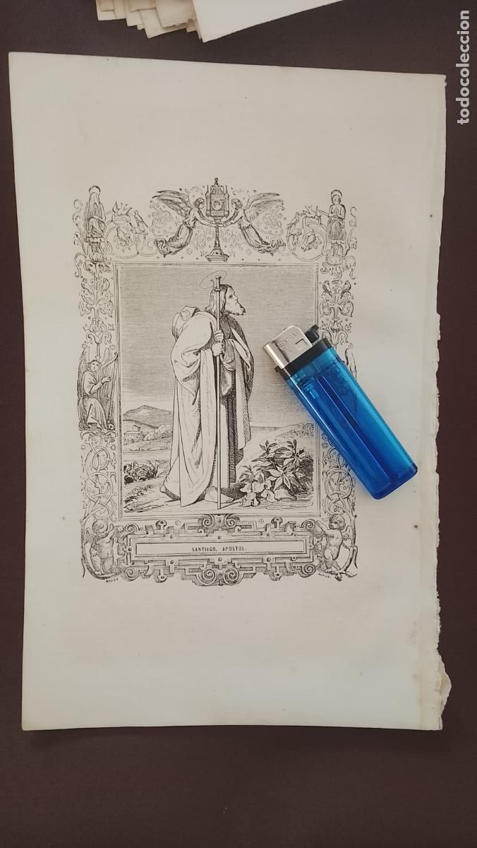 Arte: plancha Grabado LITOGRAFICO religioso del a&ntilde;o 1849 - SANTIAGO APOSTOL