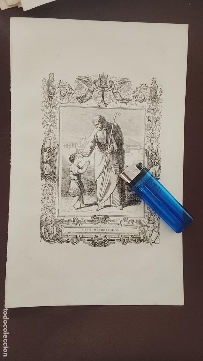 Arte: plancha Grabado LITOGRAFICO religioso del a&ntilde;o 1849 - SAN APOLINAR