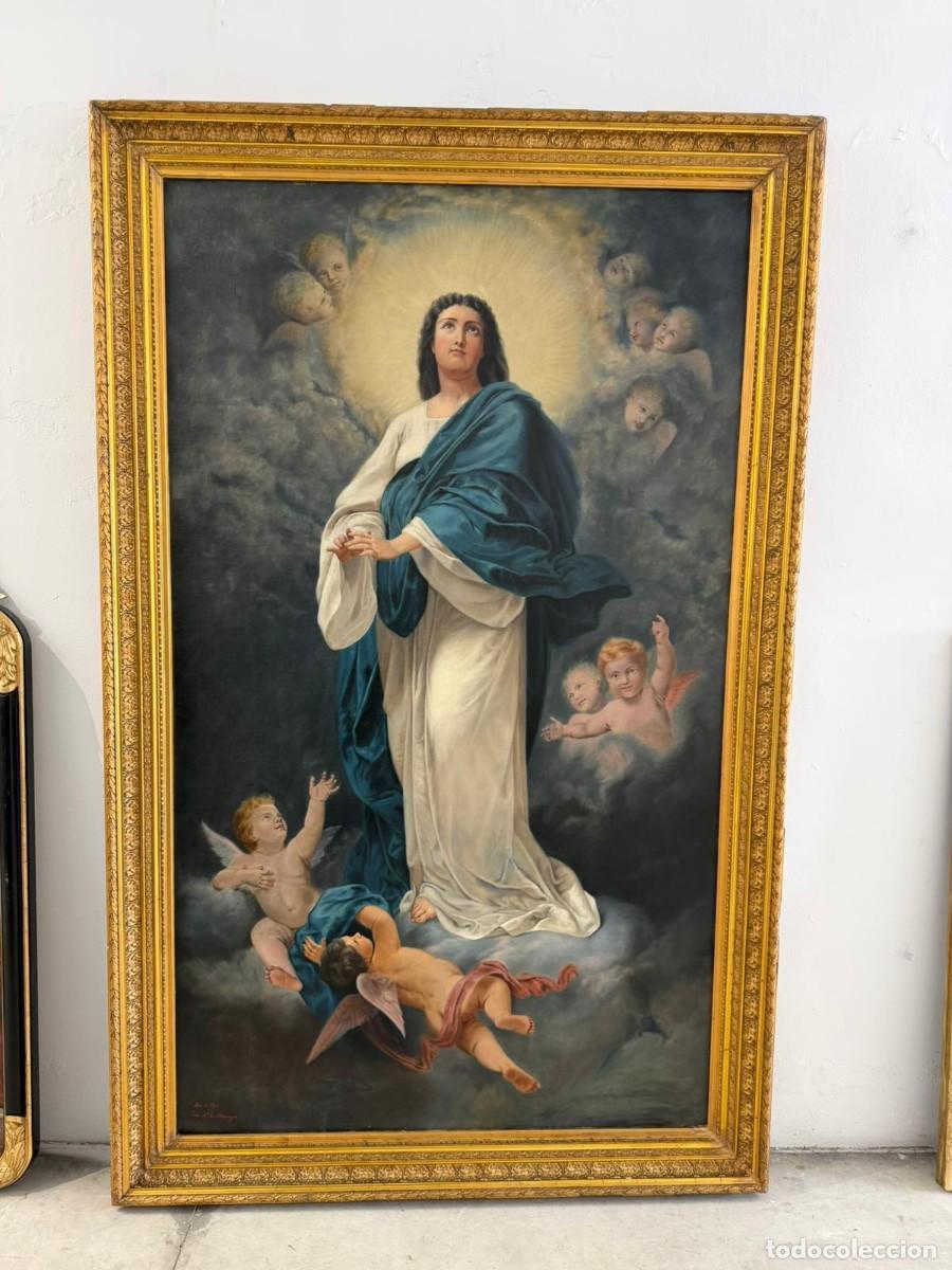 Arte: La Inmaculada Concepci&oacute;n, &oacute;leo sobre lienzo con marco original,