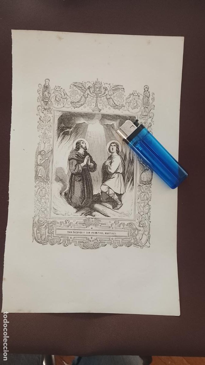 Arte: plancha Grabado LITOGRAFICO religioso del a&ntilde;o 1849 - SAN FACUNDO Y PRIMITIVO