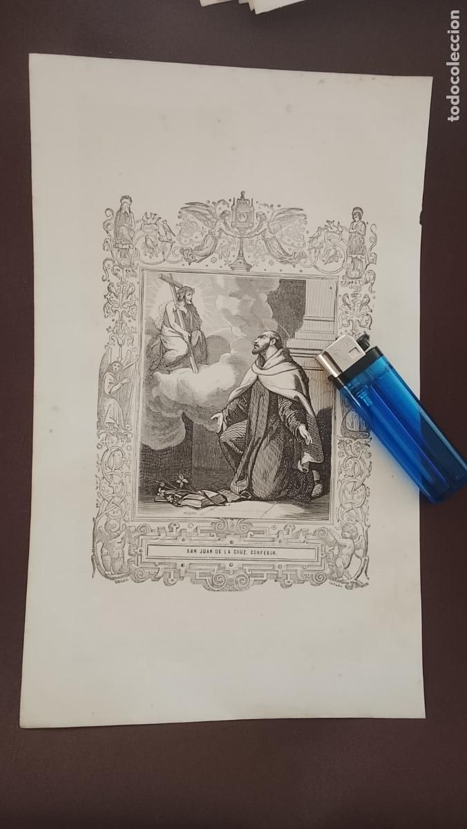 Arte: plancha Grabado LITOGRAFICO religioso del a&ntilde;o 1849 - SAN JUAN DE LA CRUZ