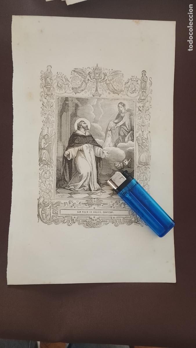 Arte: plancha Grabado LITOGRAFICO religioso del a&ntilde;o 1849 - SAN FELIX DE VALOIS