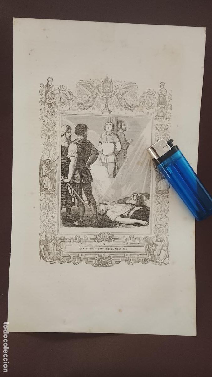 Arte: plancha Grabado LITOGRAFICO religioso del a&ntilde;o 1849 - SAN RUFINO