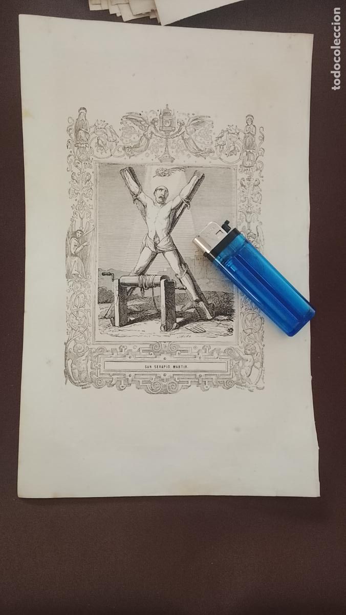 Arte: plancha Grabado LITOGRAFICO religioso del a&ntilde;o 1849 - SAN SERAPIO