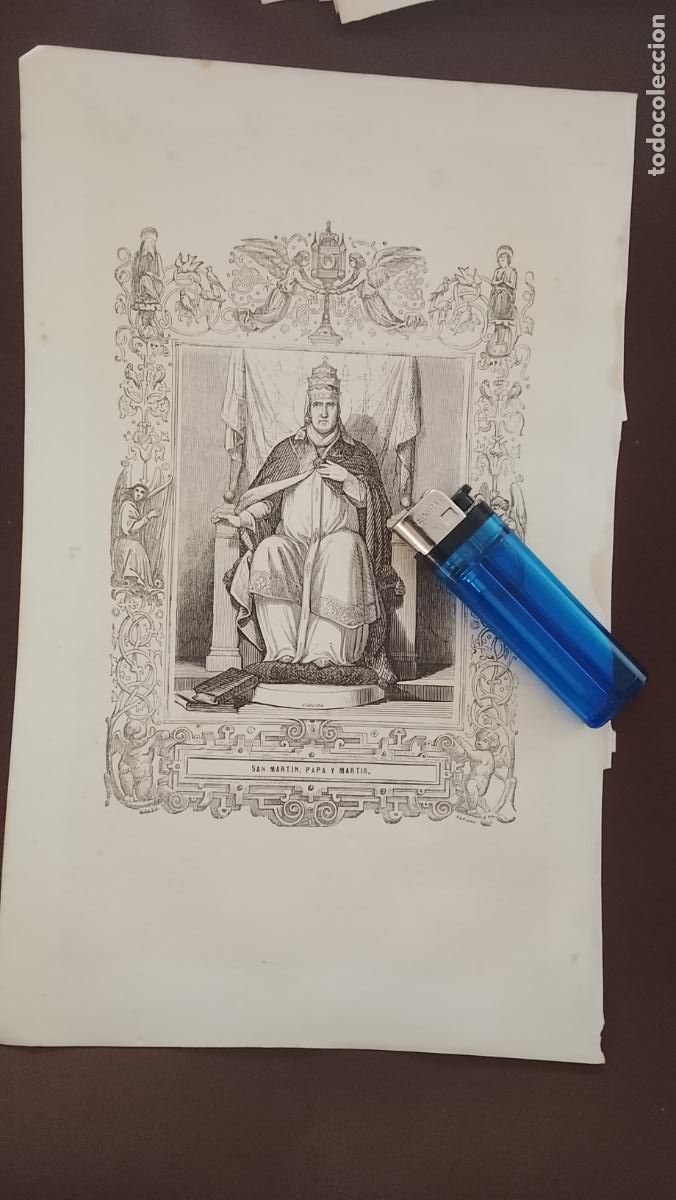 Arte: plancha Grabado LITOGRAFICO religioso del a&ntilde;o 1849 - SAN MARTIN PAPA