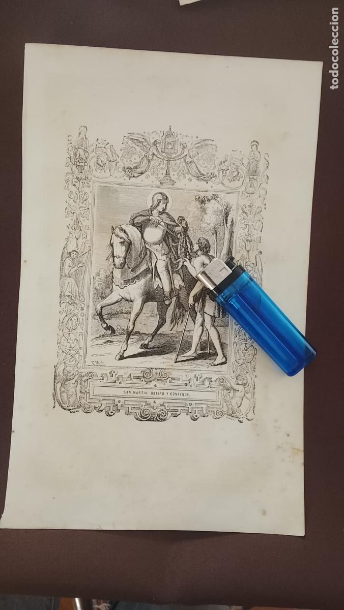 Arte: plancha Grabado LITOGRAFICO religioso del a&ntilde;o 1849 - SAN MARTIN OBISPO