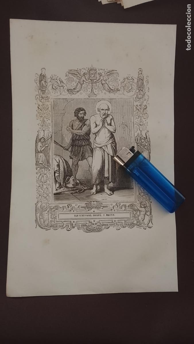Arte: plancha Grabado LITOGRAFICO religioso del a&ntilde;o 1849 - SAN SEVERIANO OBISPO Y MARTIR