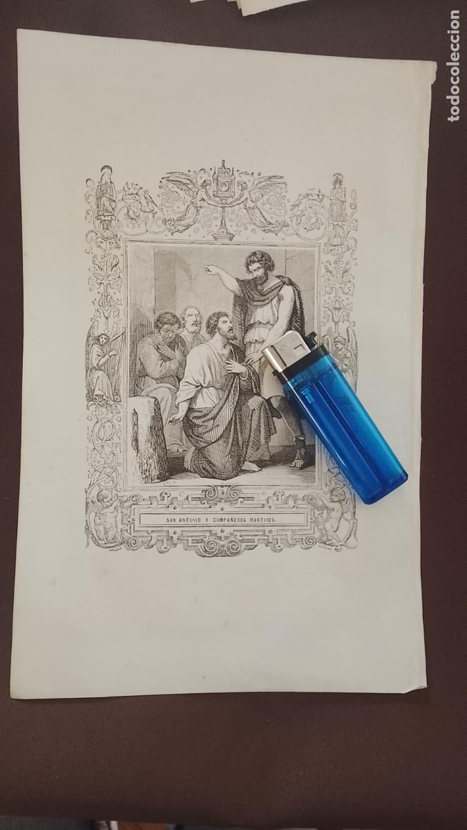 Arte: plancha Grabado LITOGRAFICO religioso del a&ntilde;o 1849 - SAN ANTONIO