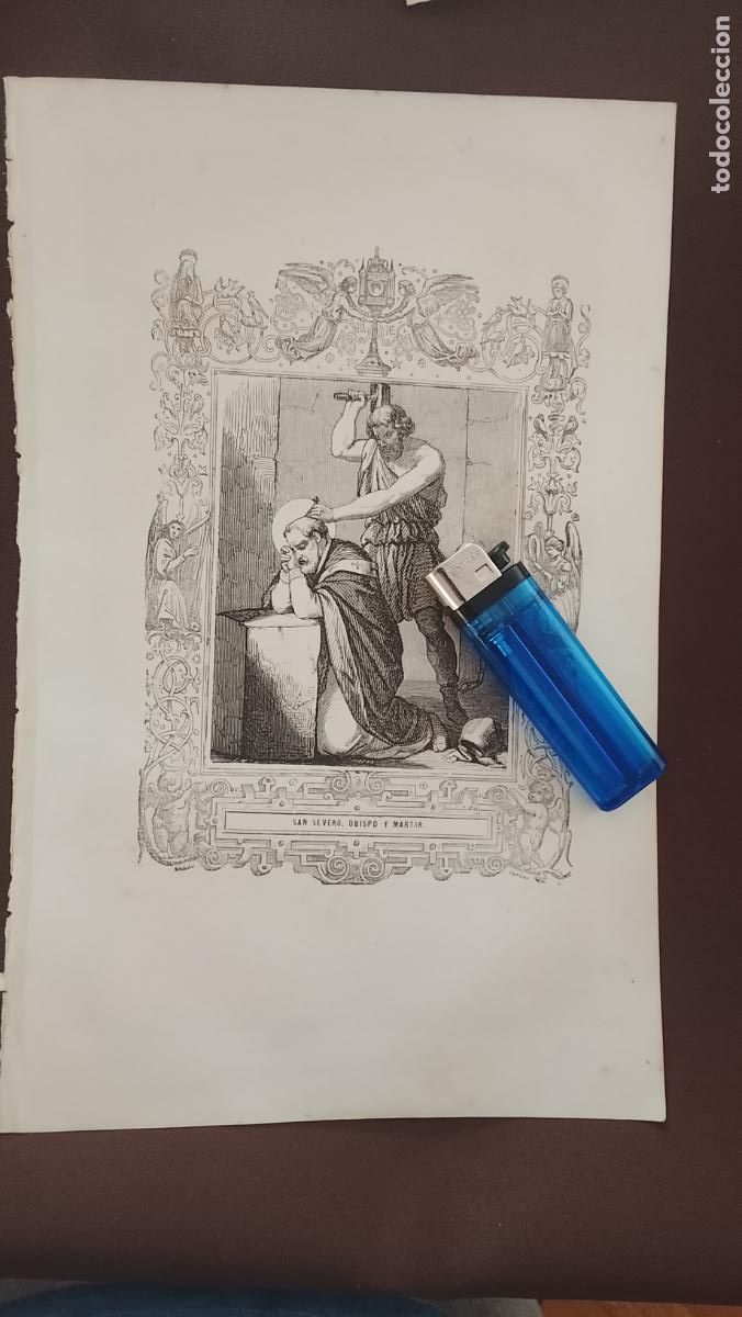 Arte: plancha Grabado LITOGRAFICO religioso del a&ntilde;o 1849 - SAN SEVERO OBISPO Y MARTIR