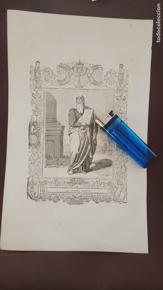 Arte: plancha Grabado LITOGRAFICO religioso del a&ntilde;o 1849 - PROFETA SAN ZACARIAS