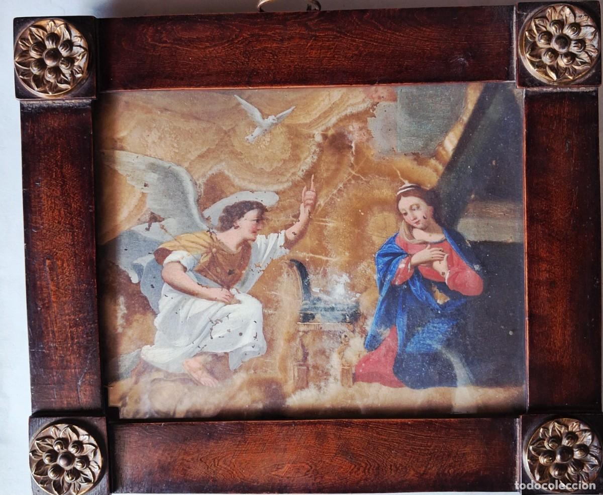 Arte: Escuela italiana S.XVIII La Anunciacion oleo sobre agata