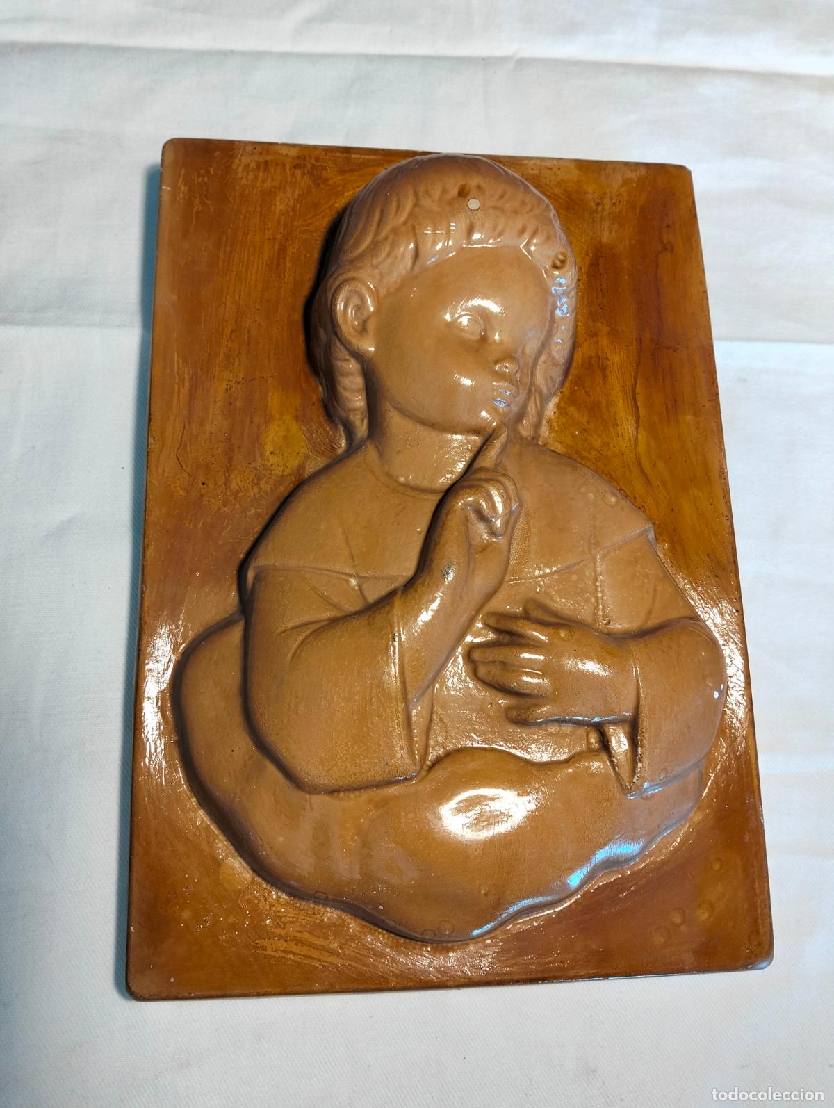 Arte: Figura escultura de pared decorativa yeso san juan o ni&ntilde;o Jes&uacute;s silenciando a&ntilde;os 70 en estuco