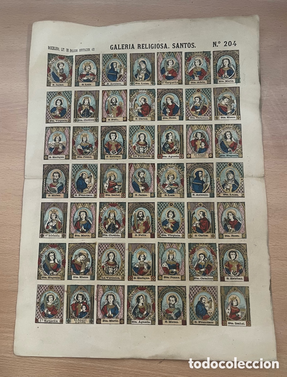 Arte: GALERIA RELIGIOSA. SANTOS. N&ordm; 204. LIT. DE PALUZIE, BARCELONA