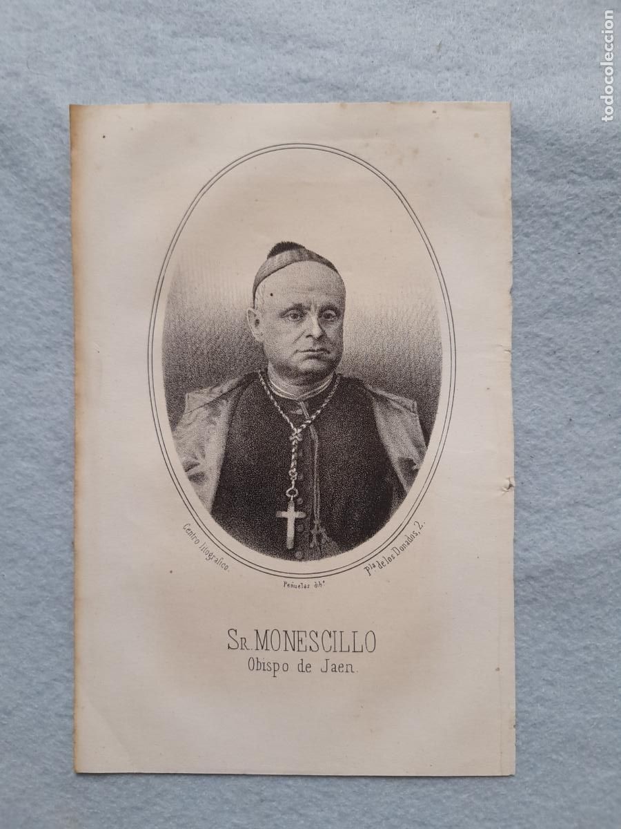 Arte: Grabado antiguo de Sr Monescillo, Obispo de Ja&eacute;n.