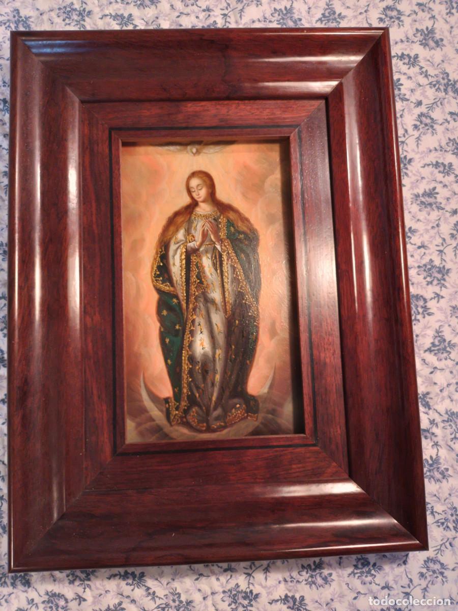 Arte: INMACULADA Pintado al oleo sobre cobre, con marco