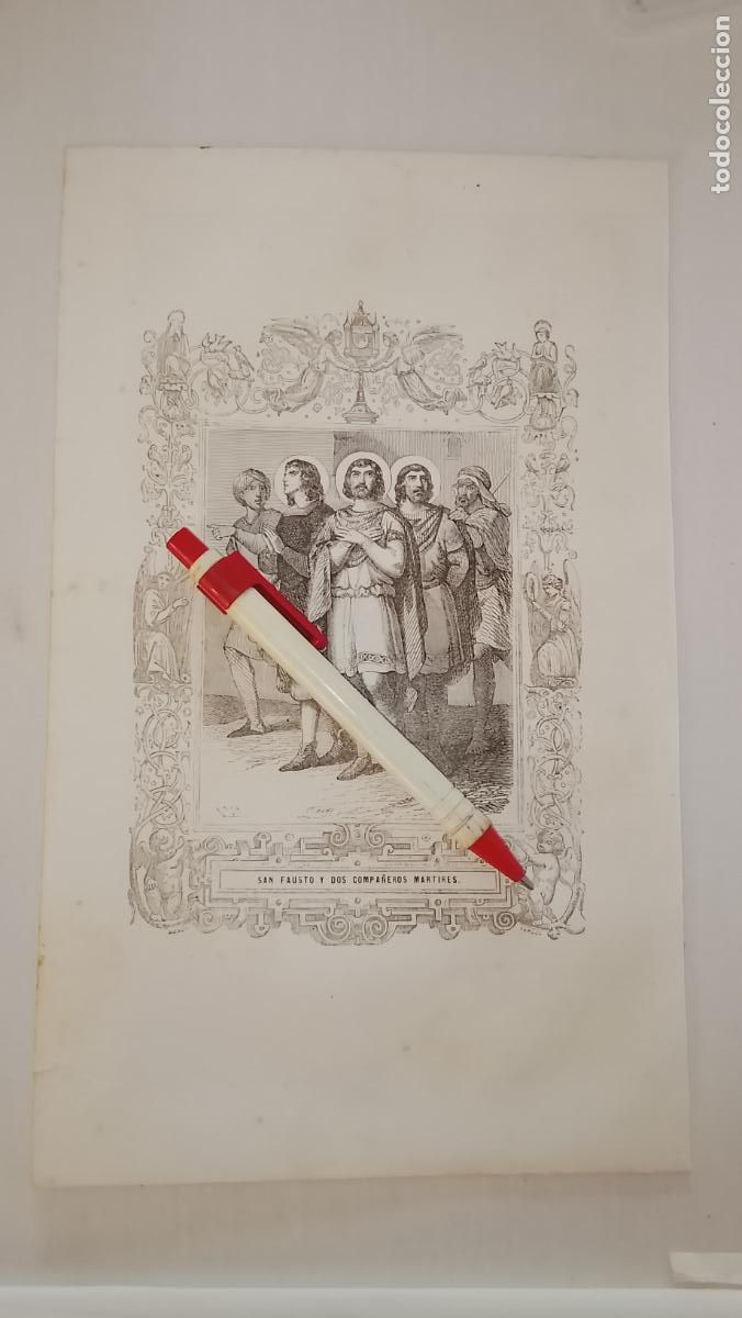 Arte: plancha Grabado LITOGRAFICO religioso del a&ntilde;o 1849 - SAN FAUSTO