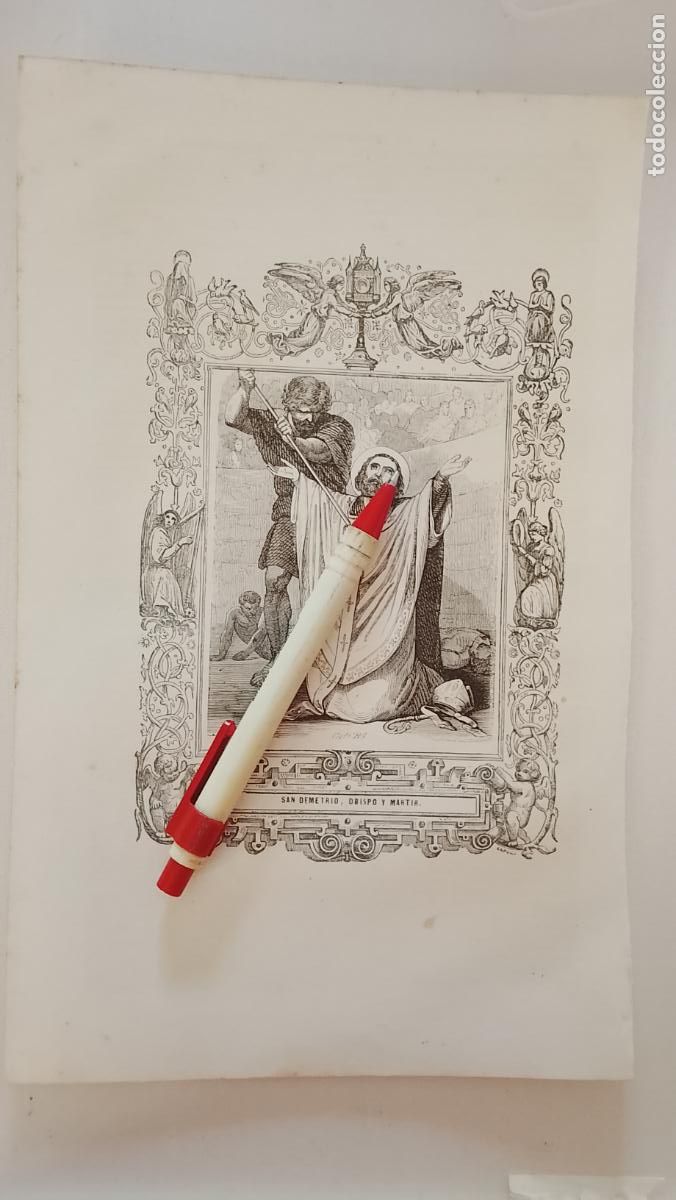 Arte: plancha Grabado LITOGRAFICO religioso del a&ntilde;o 1849 - SAN DEMETRIO
