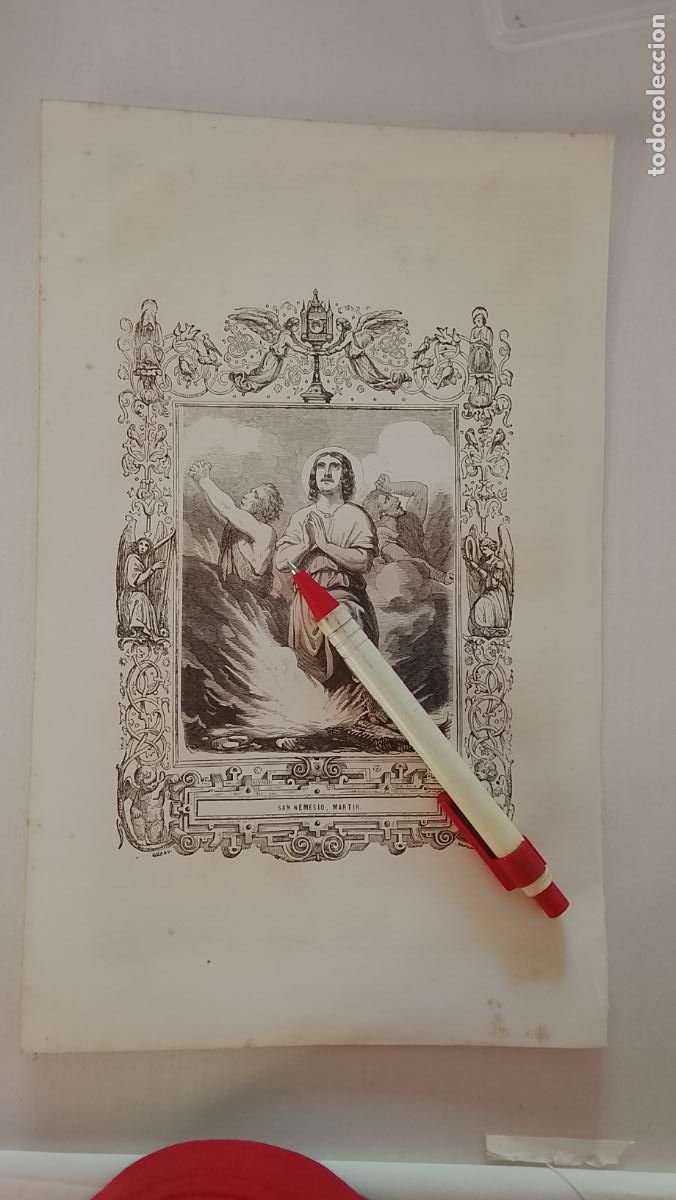 Arte: plancha Grabado LITOGRAFICO religioso del a&ntilde;o 1849 - SAN NEMESIO