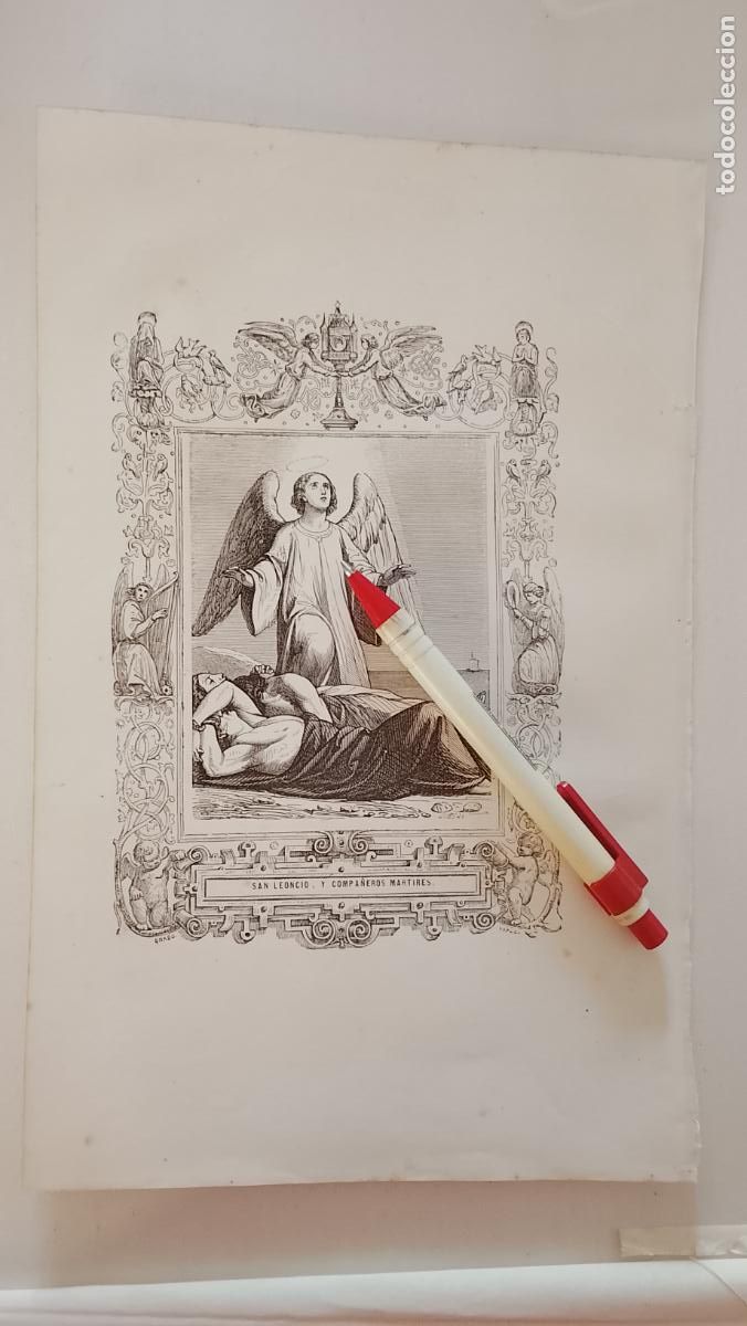 Arte: plancha Grabado LITOGRAFICO religioso del a&ntilde;o 1849 - SAN LEONCIO
