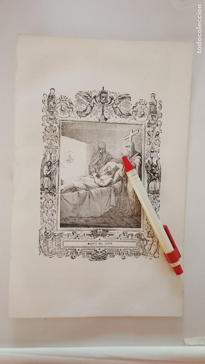 Arte: plancha Grabado LITOGRAFICO religioso del a&ntilde;o 1849 - MUERTE DEL JUSTO