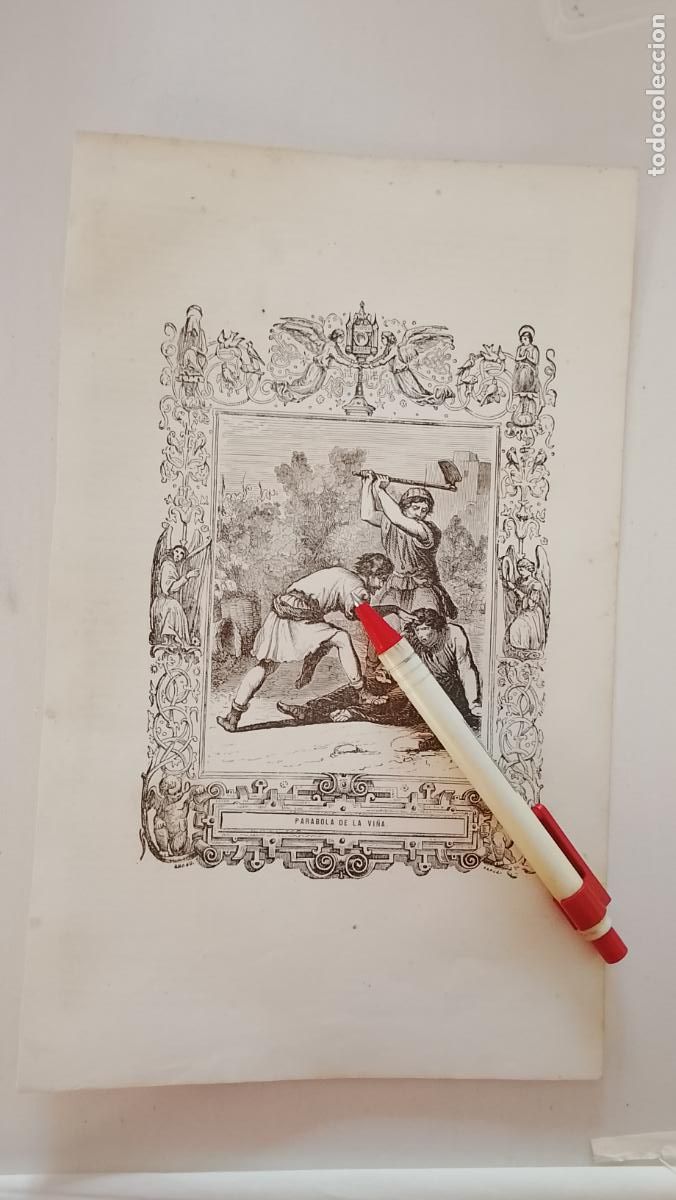 Arte: plancha Grabado LITOGRAFICO religioso del a&ntilde;o 1849 - CRISTO - LA PARABOLA DE LA VI&Ntilde;A