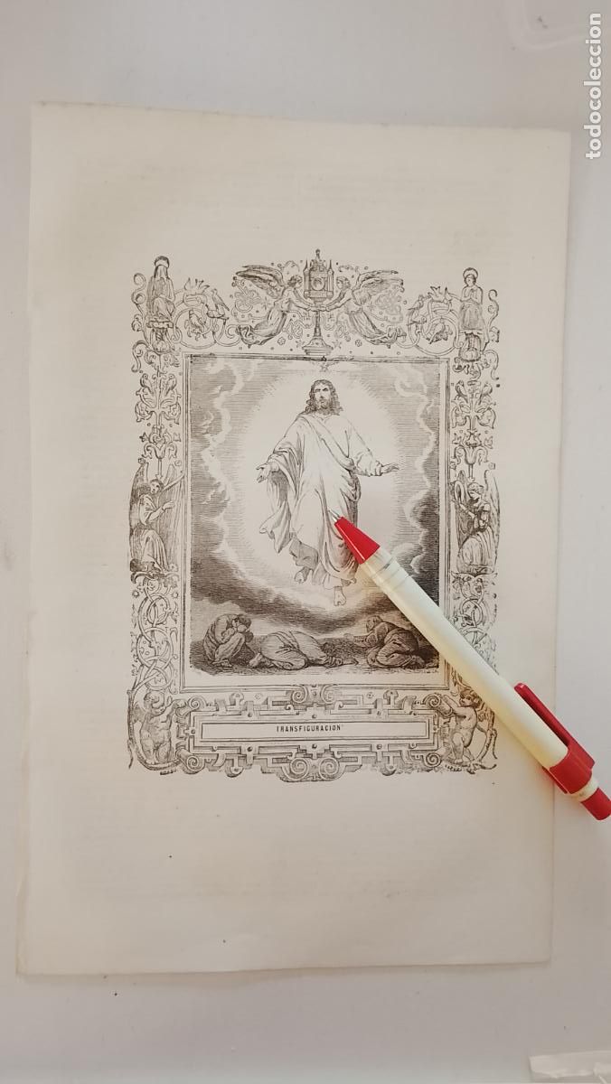 Arte: plancha Grabado LITOGRAFICO religioso del a&ntilde;o 1849 - CRISTO LA TRANSFIGURACION DE