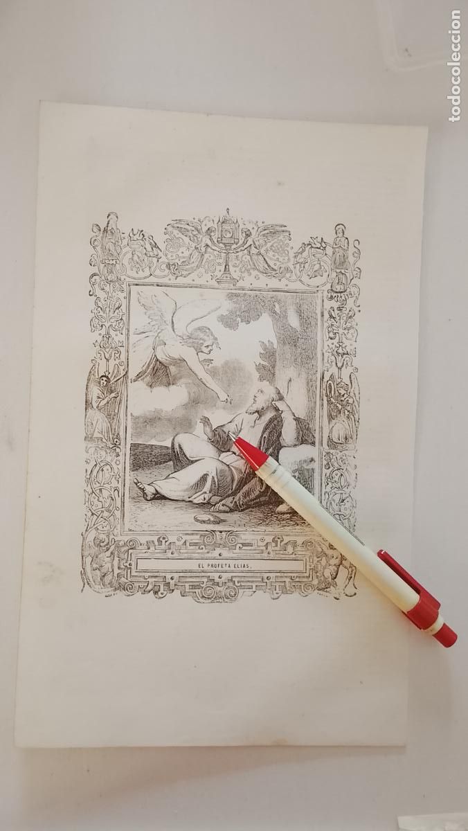 Arte: plancha Grabado LITOGRAFICO religioso del a&ntilde;o 1849 - EL PROFETA SAN ELIAS