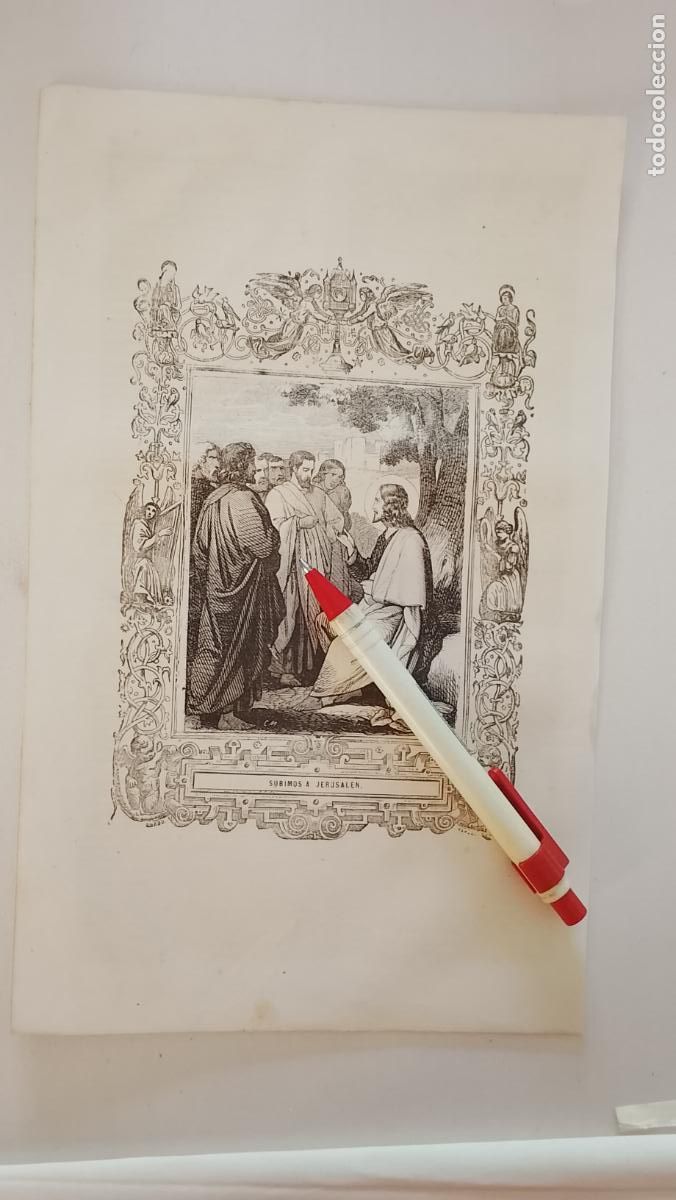 Arte: plancha Grabado LITOGRAFICO religioso del a&ntilde;o 1849 - CRISTO JESUS SUBIMOS A JERUSALEN