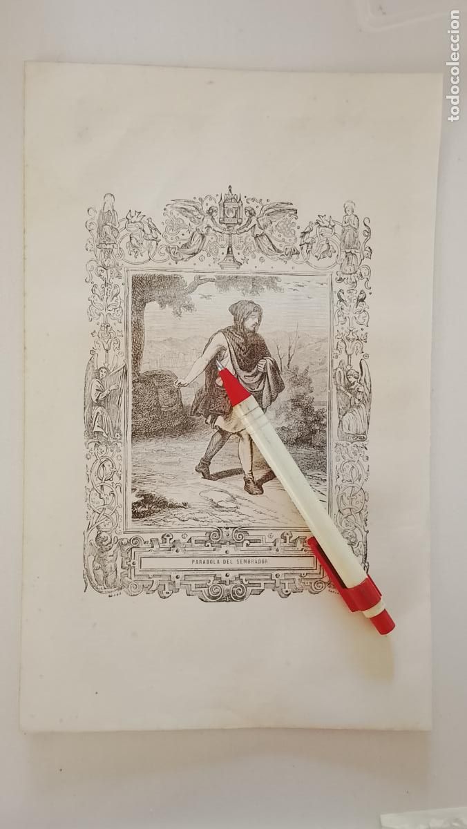 Arte: plancha Grabado LITOGRAFICO religioso del a&ntilde;o 1849 - LA PARABOLA DEL SEMBRADOR